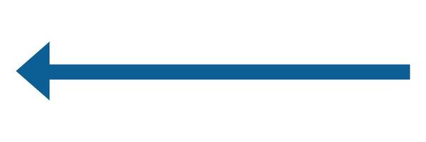 Blue long arrow pointing to the left. vector