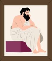 A man with a beard sitting on a box vector