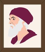 A man with a beard and a hat in a frame vector