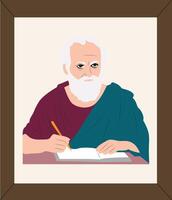 Philosopher writing with a pen vector