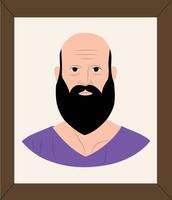 A cartoon image of a bearded man with a beard vector