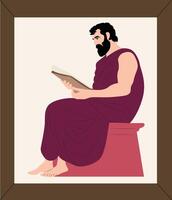 A man in a roman robe is reading a book vector