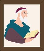 A man with a beard and a book in his hand vector