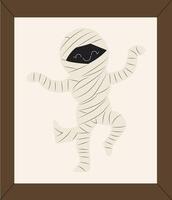 A cartoon mummy in a brown frame vector