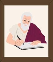 Plato writing a book, illustration vector