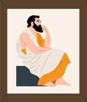 A man with a beard sitting on a bench vector