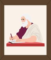 Plato the philosopher writing in a book vector