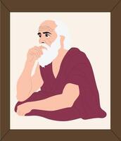 A man with a beard and a white beard sitting on the ground vector