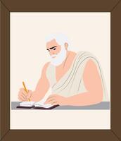A man writing in a book with a pencil vector