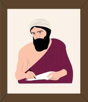 A man with a beard and a turban is writing vector