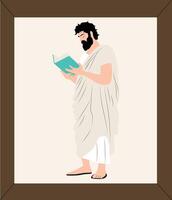 A man in a robe reading a book vector