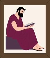 A man in a purple robe is reading a book vector