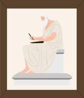 A man in a robe writing on a tablet vector