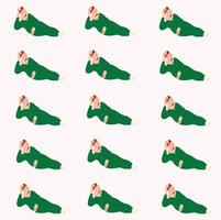 A green sleeping person with their arms up vector
