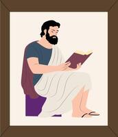 A man with a beard and a book is reading vector