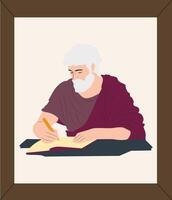 A man writing with a pen and a book vector