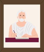 A man in a robe writing with a pen and a pencil vector
