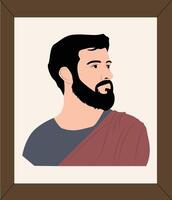 A man with a beard and a beard in a frame vector
