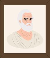 Plato, the philosopher, in a brown frame vector