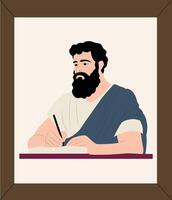 A man with a beard writing in a book vector