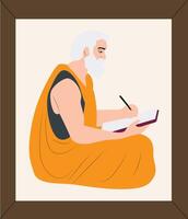 An illustration of a man sitting in a chair with a pen and paper vector