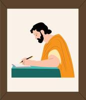 A man writing with a pen and a notebook vector