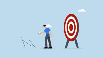 Learn from failure, 4k animation of entrepreneur with a book reflecting on missed goals, analyzing errors. video