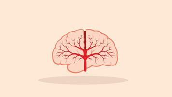 brain simple flat color vector