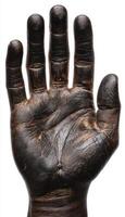 A black hand with dirt on it photo