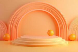 3d render of a stage with a yellow arch photo