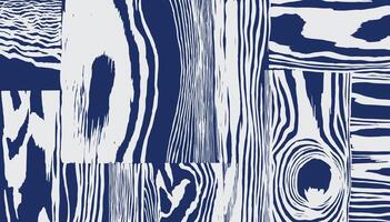 Hand drawn distorted brush lines abstract wood grain pattern white and blue, collage wavy lines monochromatic wood veneer background, naturalistic graphic for textile, decoration, carpet vector