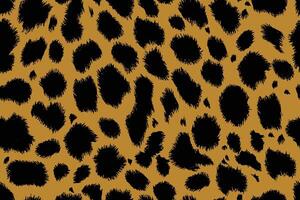 Hand drawn seamless abstract pattern with irregular hairy black rounded spots on yellow background, simple animal print like leopard or cheetah, for textile, carpet, decoration vector
