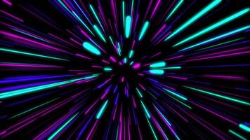 neon light speed effect with glowing blue and pink streaks traveling through deep space. A perfect loopable background for sci-fi, cyberpunk video