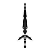 Detailed sword illustration in black against a transparent backdrop presents a classic silhouette and clean design, ideal for fantasy themes and historical projects. vector