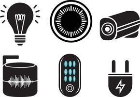 Smart Home Technology, Icons for Security, Energy, and Automation vector