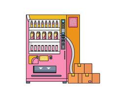 Colorful vending machine with snacks and drinks vector