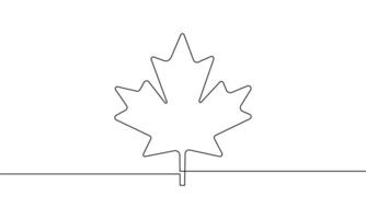 Continuous line drawing of Maple leaf icon. vector
