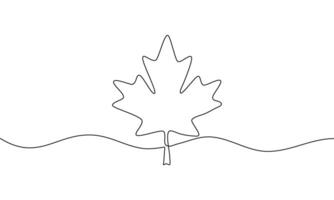 Continuous line drawing of Maple leaf icon on white background vector