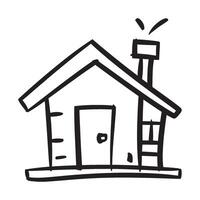 Whimsical Hand Drawn House Illustration Charming Black and White Sketch of a Cozy Home with Chimney and Simple Details vector