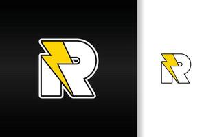 Letter R with Thunder logo electric vector