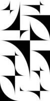 Black and white composition of simple shapes in modular grid. Bauhaus pattern, minimal design with sharp and smooth curve lines, semicircles detail vector
