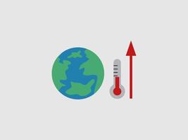 illustrates a globe alongside a thermometer with an upward pointing arrow vector