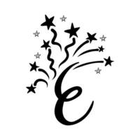 Simple black icon of a firework explosion with stars and spark elements vector