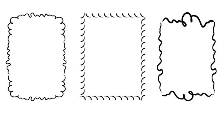 Hand drawn decorative curly borders set