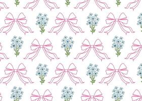 Seamless Floral and Ribbon Pattern in Pastel Colors vector