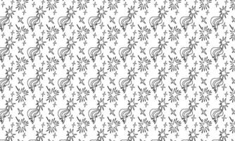 Seamless pattern with doodle stars, sparkles and comets in black outline. Great for wrapping paper, backgrounds or kids design. vector