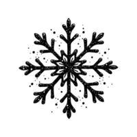 Hand-drawn intricate black Christmas snowflake design with dot accents on white background. vector