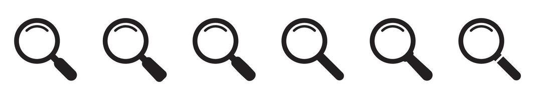 Magnifying glass, magnifier icon. Search icons set. vector