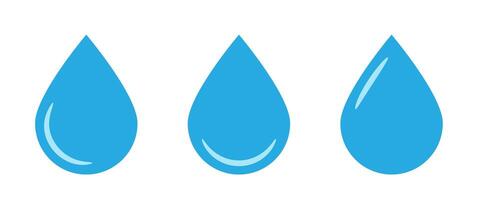 Water drop icon. Blue drop icons set in flat style. vector