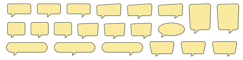 Flat Yellow Communication Bubbles. Speech Bubble, Chat, Dialog Icons. vector